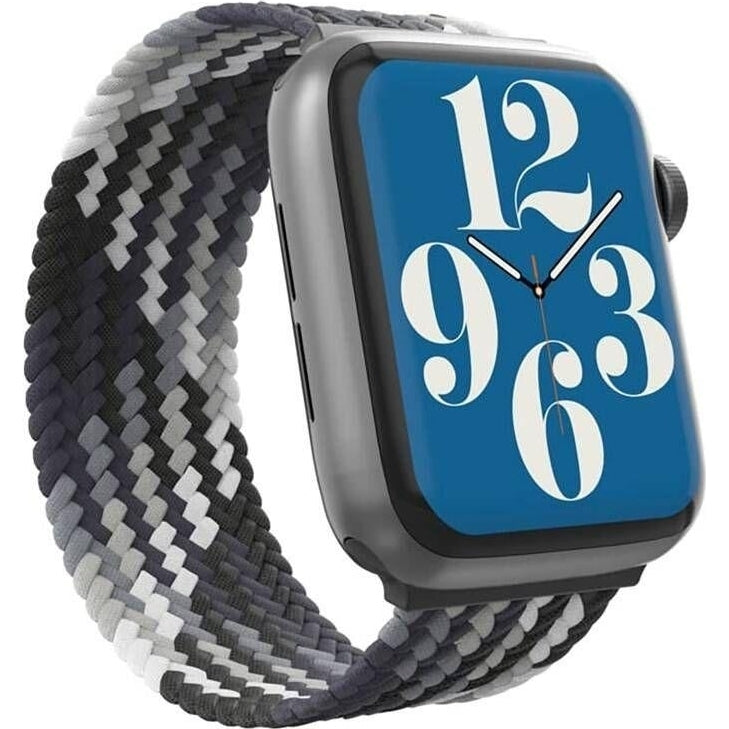 Armband für Apple Watch 38/40/41/42 mm, Zagg Gear4 Braided Watch Band, Größe S, Grau-Weiß (1/3)