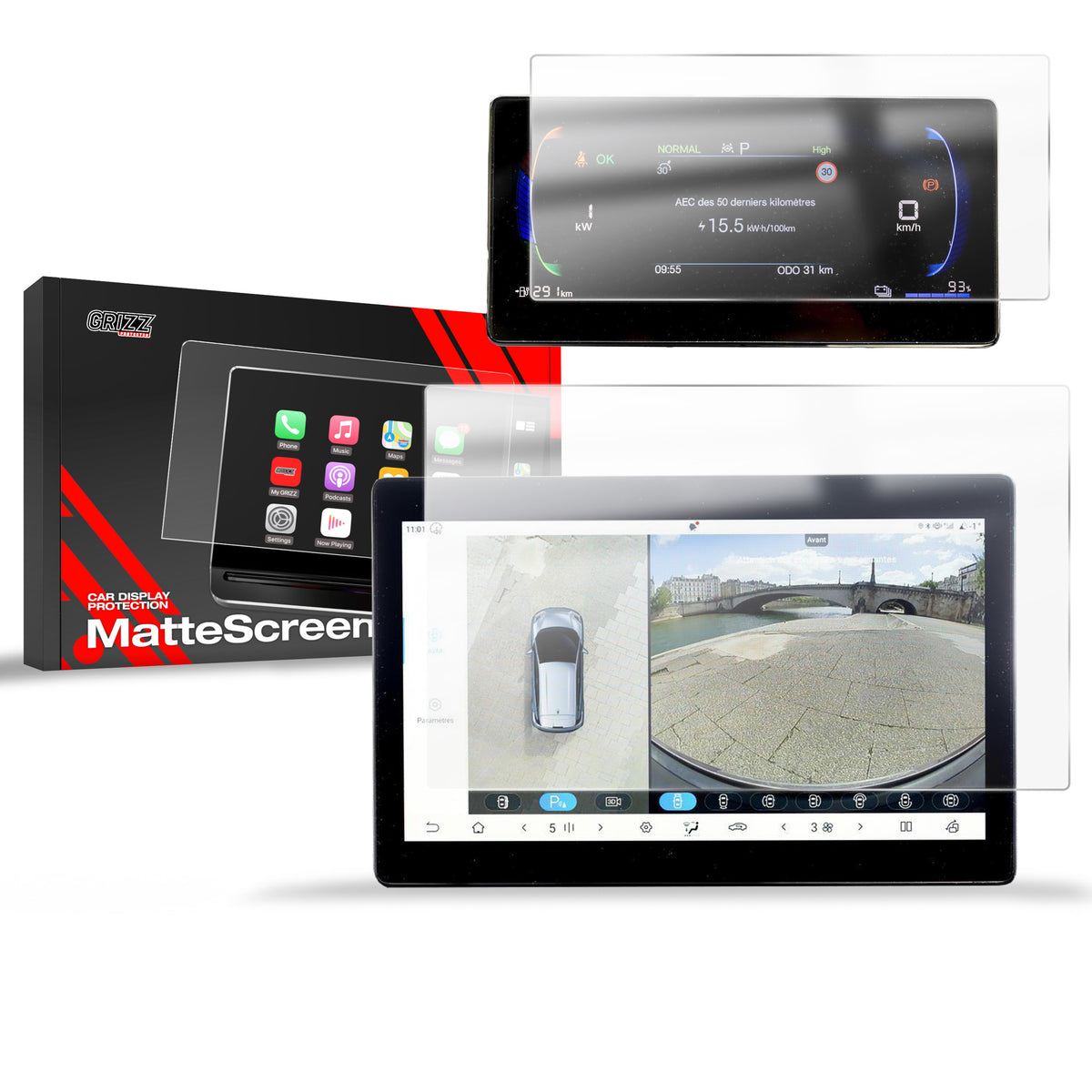 Matte Autodisplayfolie 2in1 für BYD Dolphin Surf (2025-2026), Grizz Protector