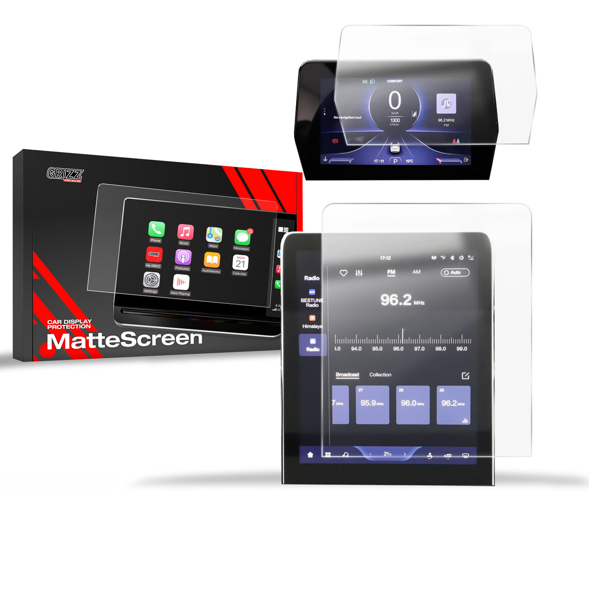 Matte Autodisplayfolie 2in1 für Bestune T90 12,6" (2023-2026), Grizz Protector