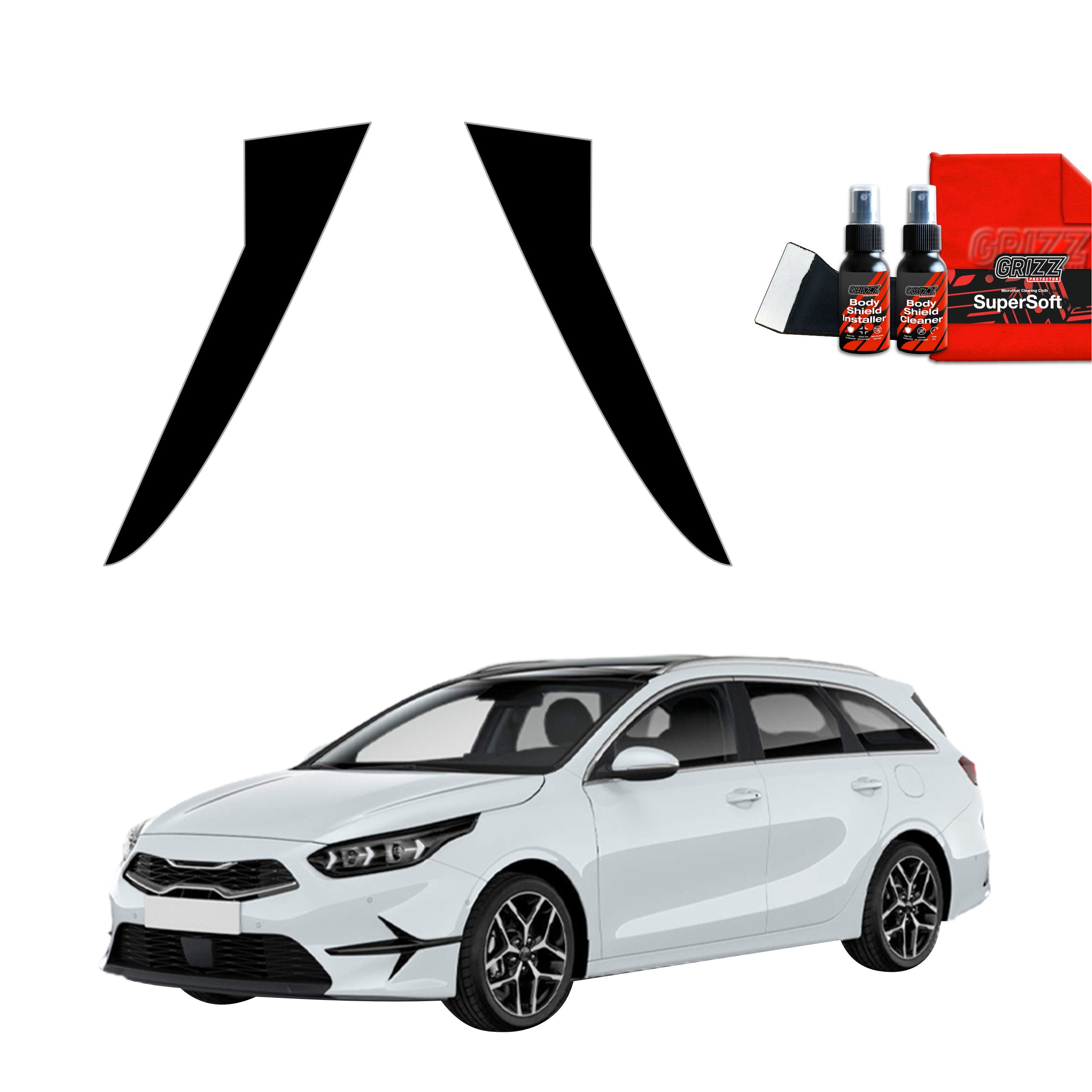 2in1 Schwarze Grizz Protector schutzfolie für B-C-Säule - Kia Ceed Hatchback (2021-2025)