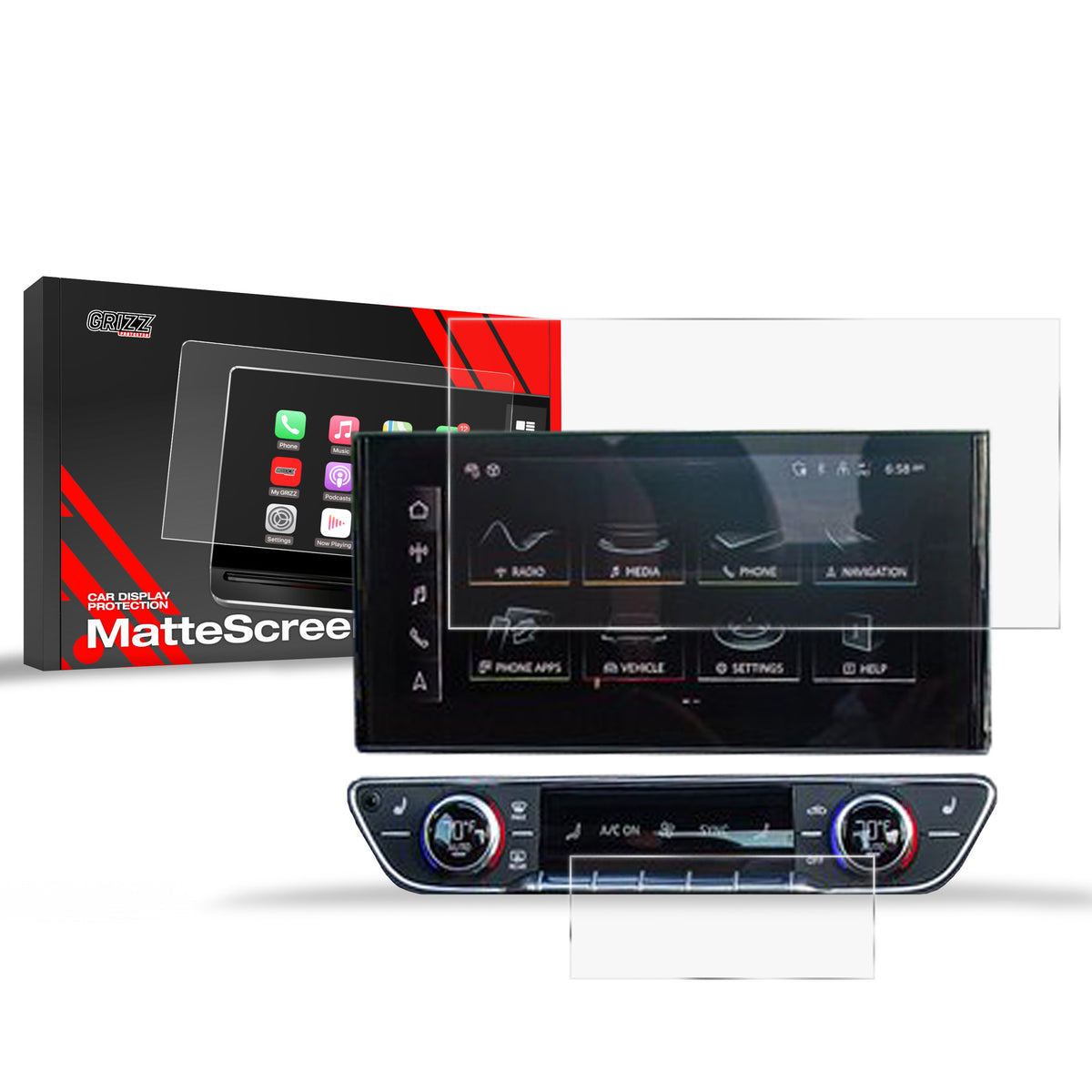 Matte Autodisplayfolie 2in1 für Audi Q5 10,1" (2020-2024), Grizz Protector