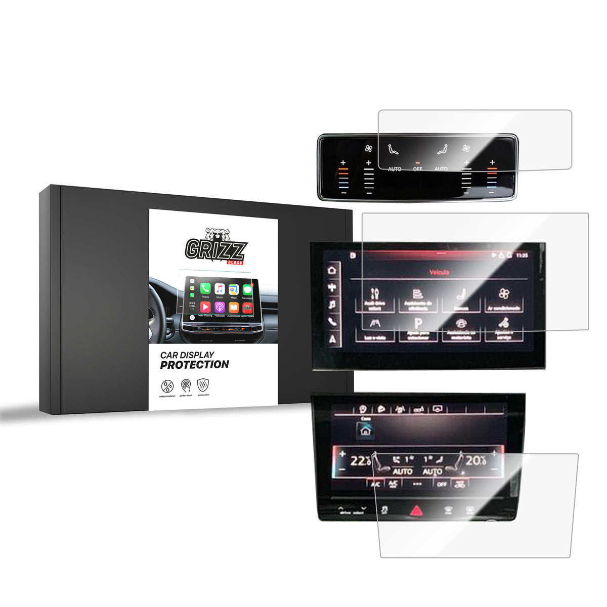 Keramische Autodisplayfolie 3in1 für Audi Q8 (2018-2026), Grizz Protector