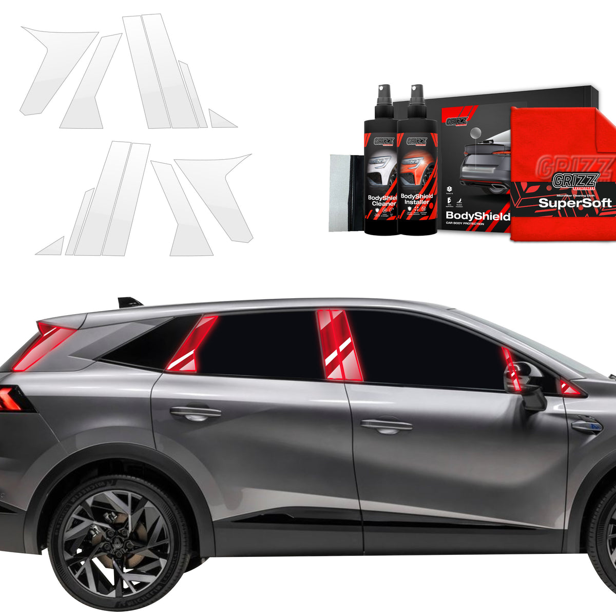 12in1 Schutzfolie Grizz Protector für A-B-C-Säule - Renault Symbioz (2024-2026)
