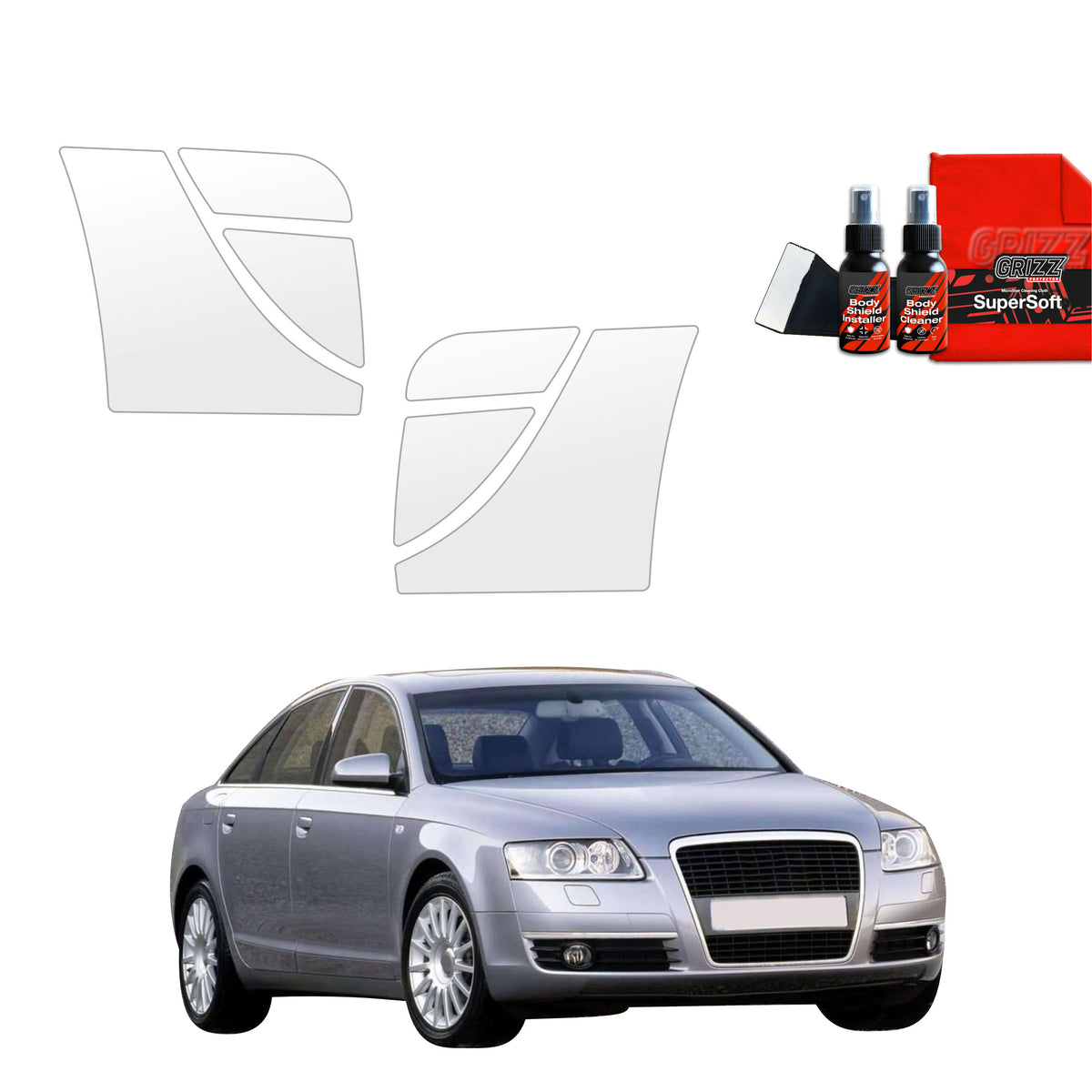 6in1 Schutzfolie Grizz Protector für hinteren & vorderen Seitenschwelle - Audi A6 C6 Sedan 4D (2004-2008)
