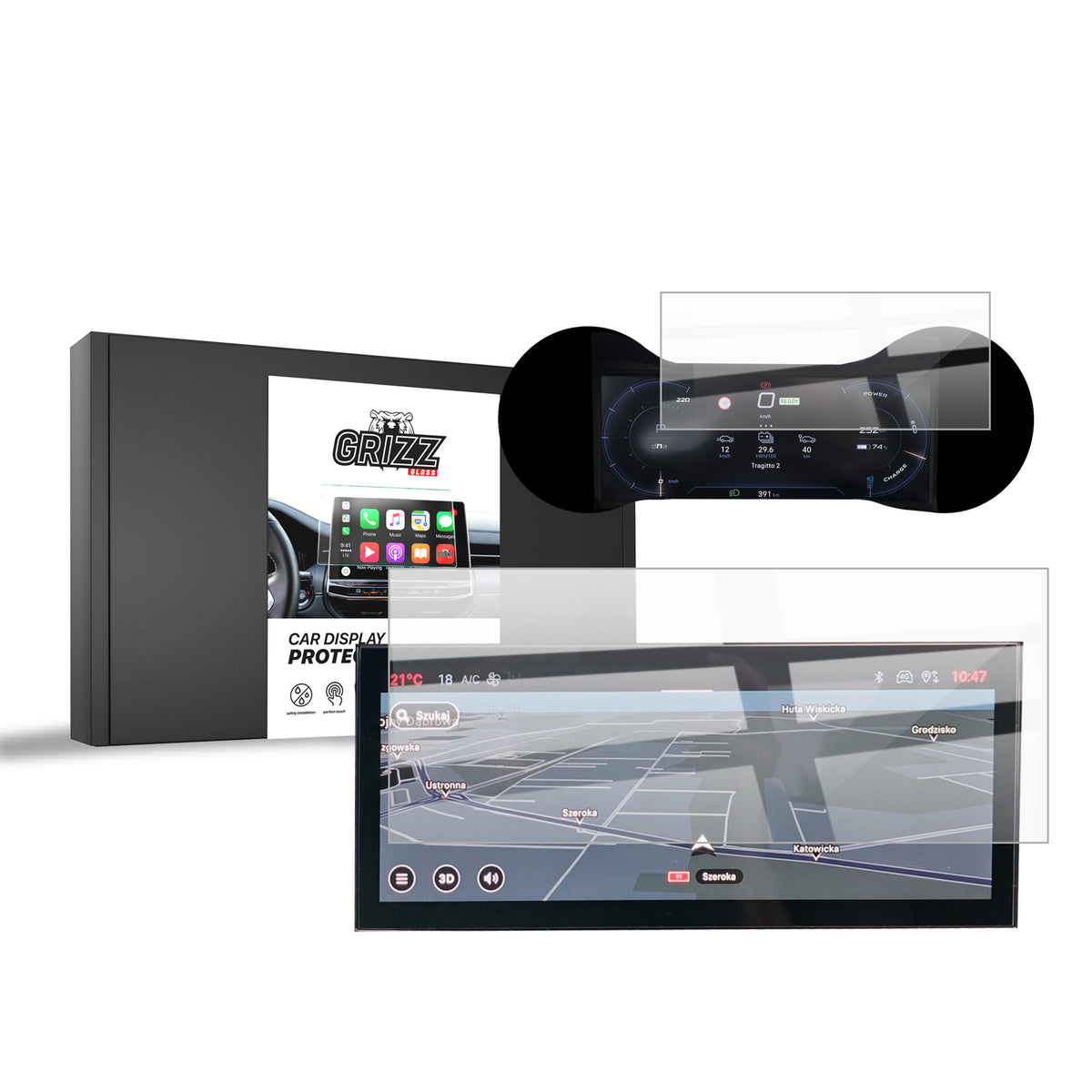 Keramische Autodisplayfolie 2in1 für Alfa Romeo Junior 10,25" (2024-2026), Grizz Protector