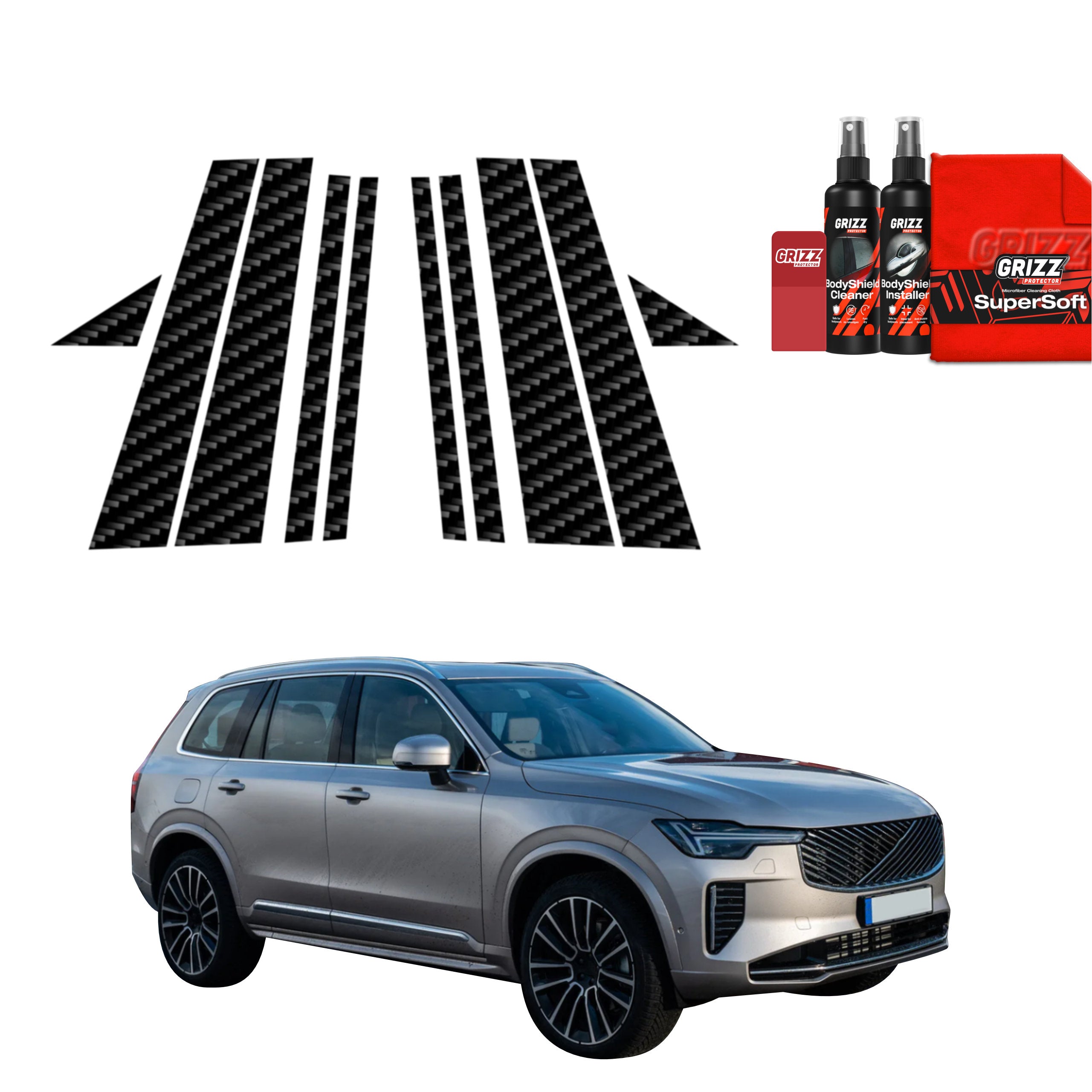 10in1 Kohlenstoff Schutzfolie Grizz Protector für B-C-Säule - Volvo XC90 (2026)