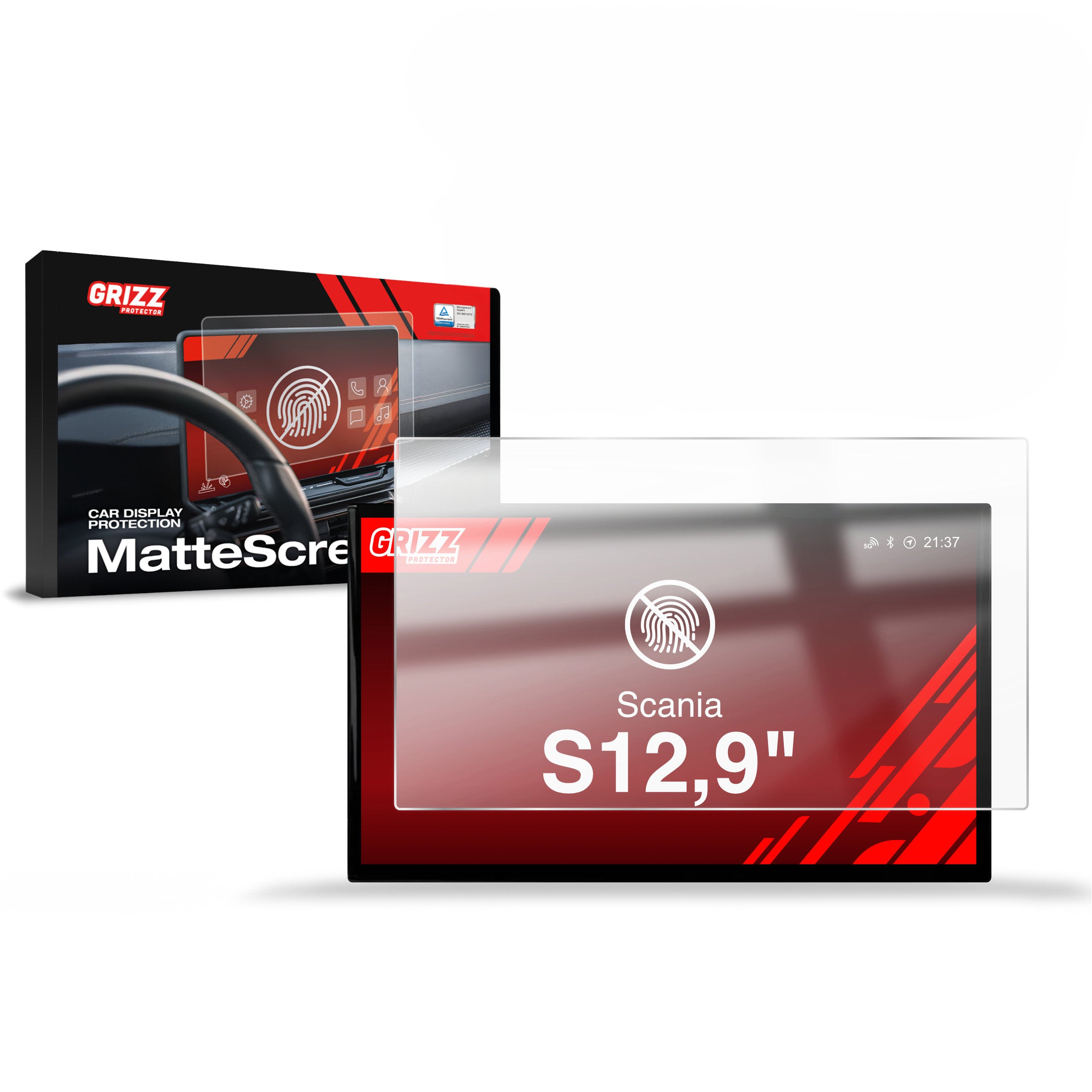Matte Autodisplayfolie für Scania S 12,9" (2024-2026), Grizz Protector