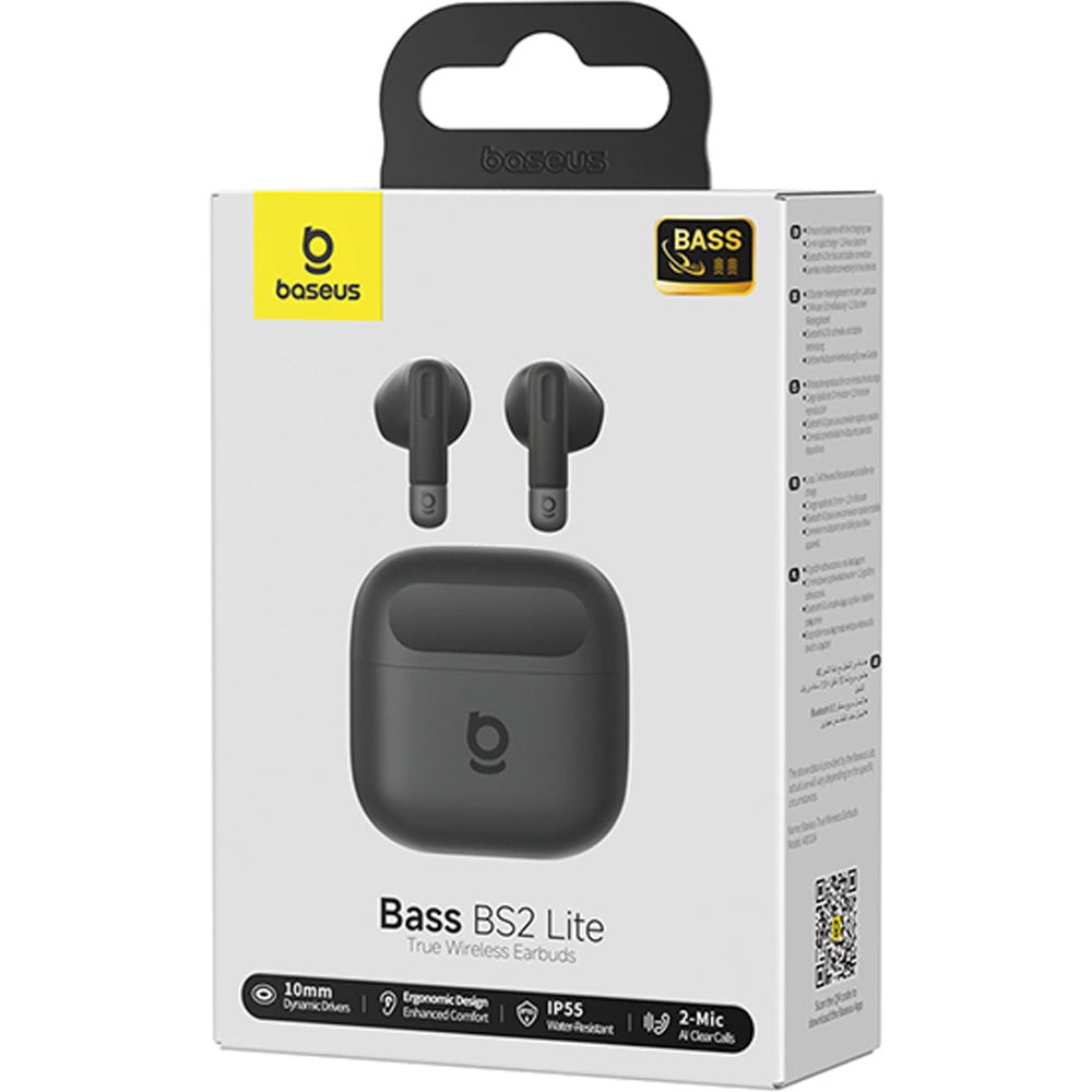 Drahtloser In-Ear-Kopfhörer, Baseus Bass BS2 Lite TWS, Bluetooth 6.0, IP55, Schwarz