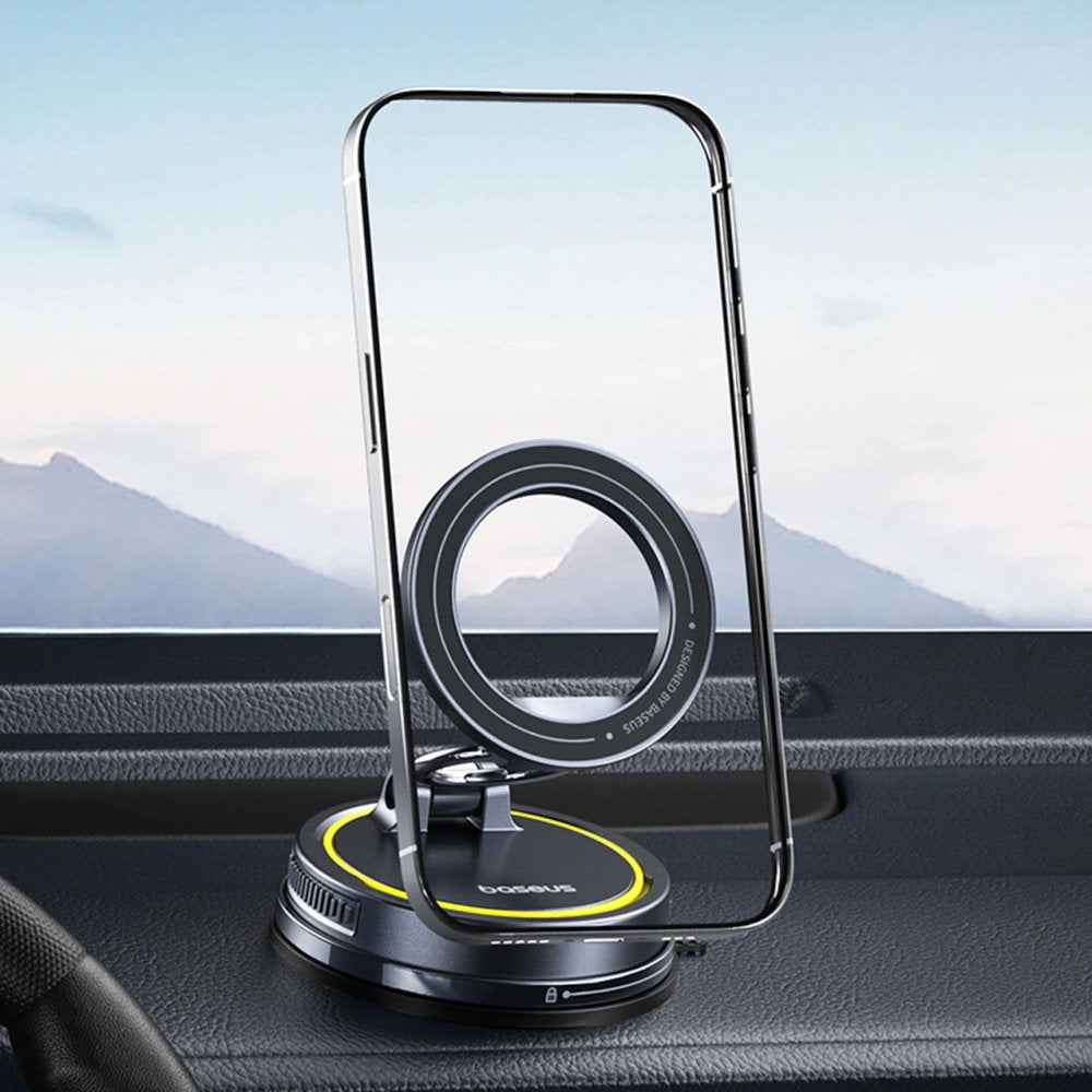 Magnetische Handy-Halterung mit MagSafe für Windschutzscheibe / Armaturenbrett, Baseus PrimeTrip VC2 Flex, Schwarz