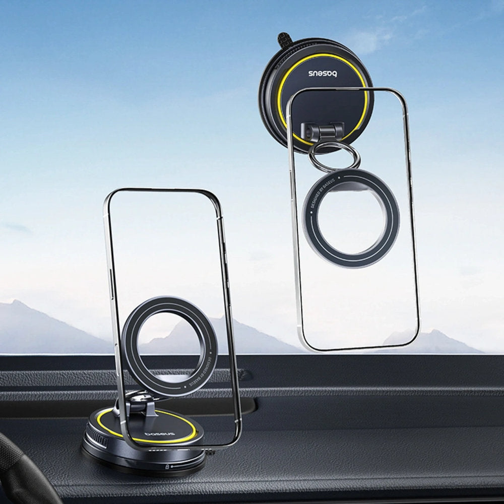 Magnetische Handy-Halterung mit MagSafe für Windschutzscheibe / Armaturenbrett, Baseus PrimeTrip VC2 Flex, Schwarz