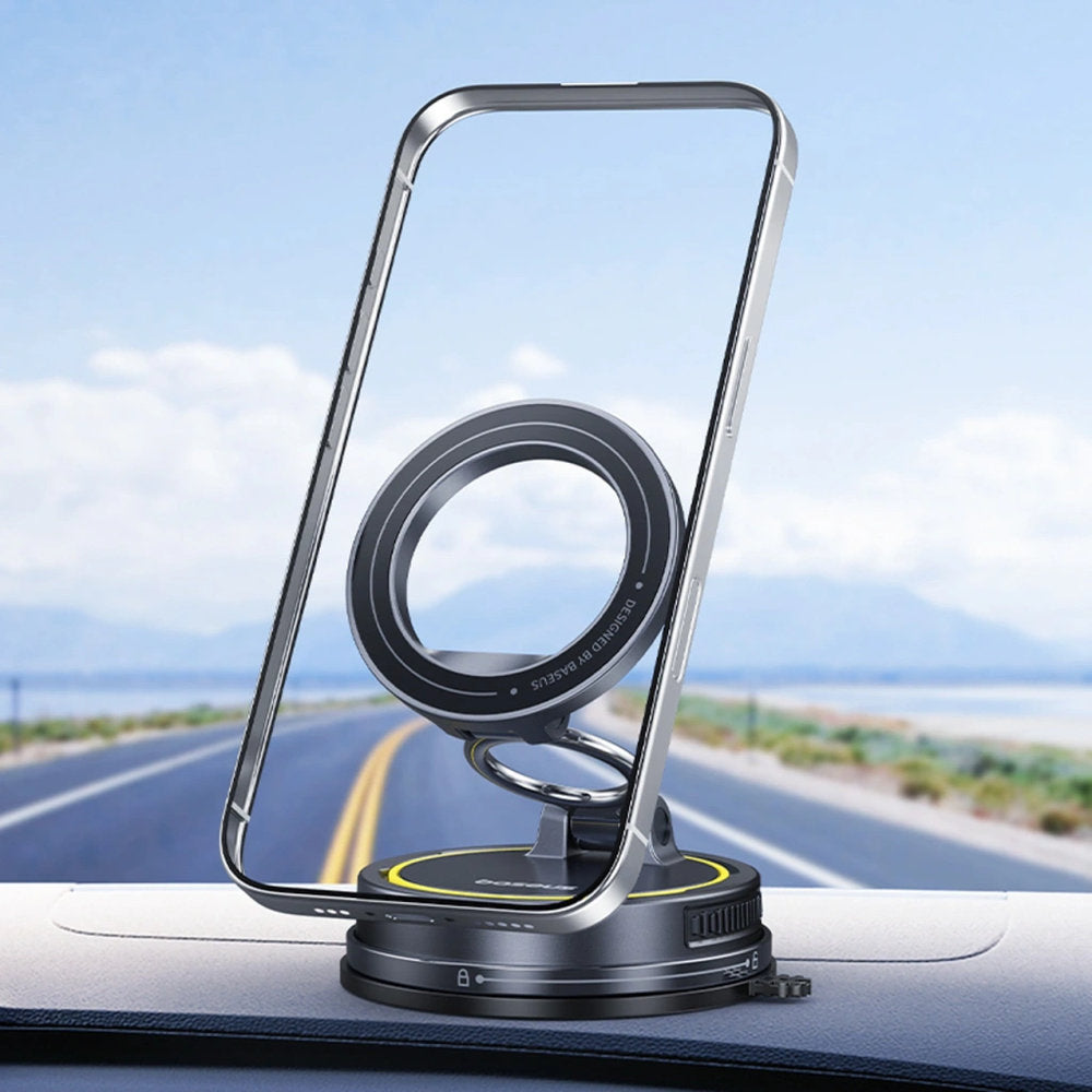 Magnetische Handy-Halterung mit MagSafe für Windschutzscheibe / Armaturenbrett, Baseus PrimeTrip VC2 Flex, Schwarz