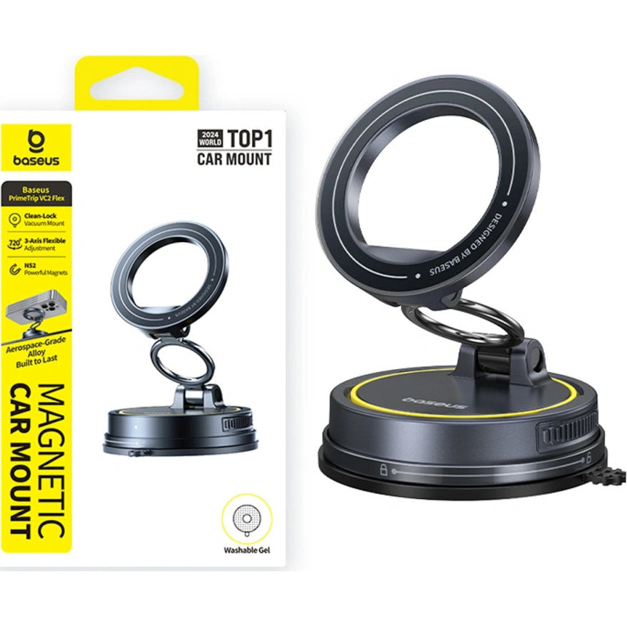 Magnetische Handy-Halterung mit MagSafe für Windschutzscheibe / Armaturenbrett, Baseus PrimeTrip VC2 Flex, Schwarz
