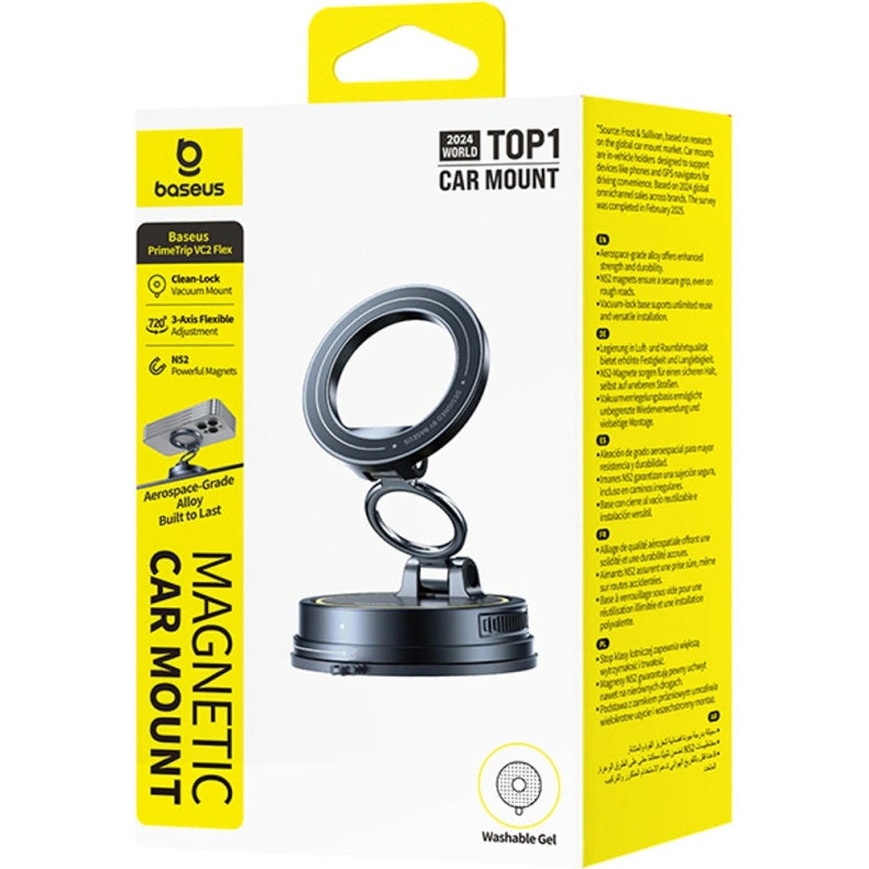 Magnetische Handy-Halterung mit MagSafe für Windschutzscheibe / Armaturenbrett, Baseus PrimeTrip VC2 Flex, Schwarz