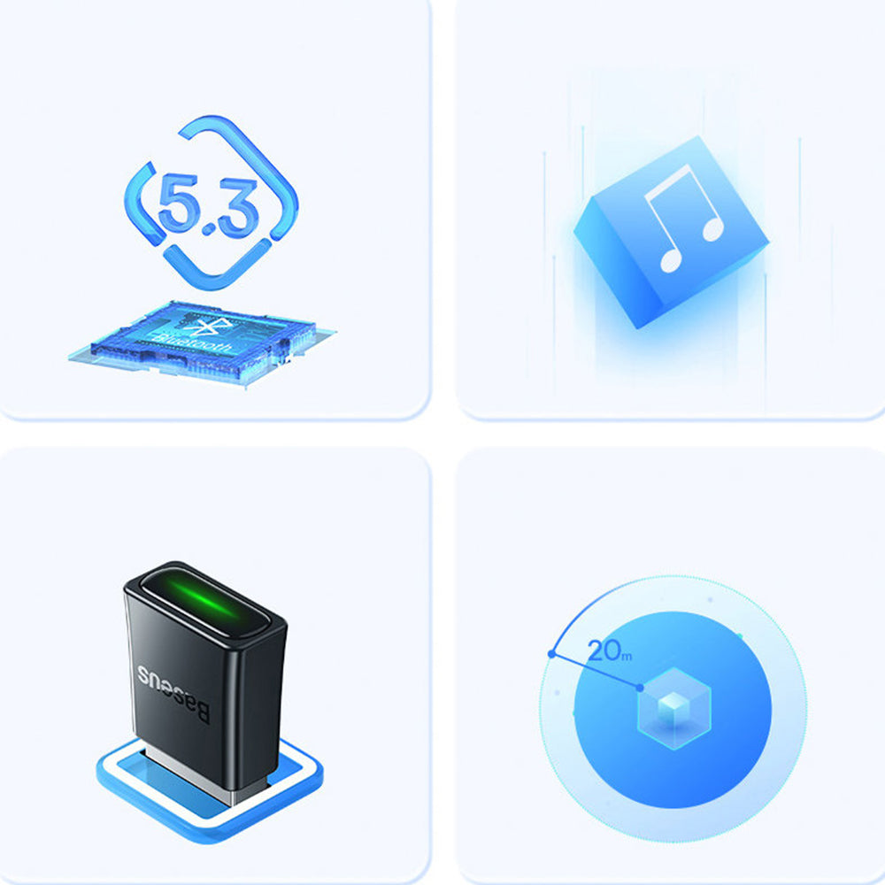 Baseus Adapter Bluetooth 5.3 USB-A, Schwarz
