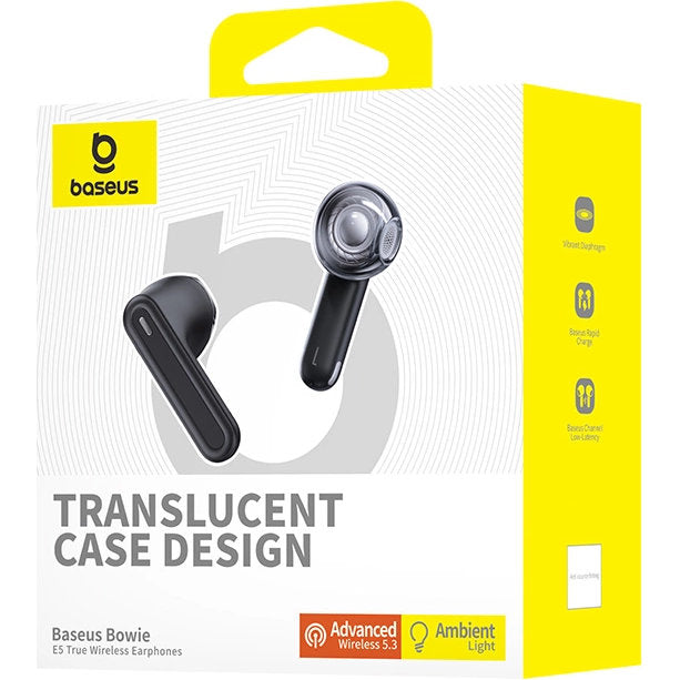 Kabellose In-Ear-Kopfhörer, Baseus Bowie E5, TWS, Bluetooth 5.3, Rauchfarben-Schwarz
