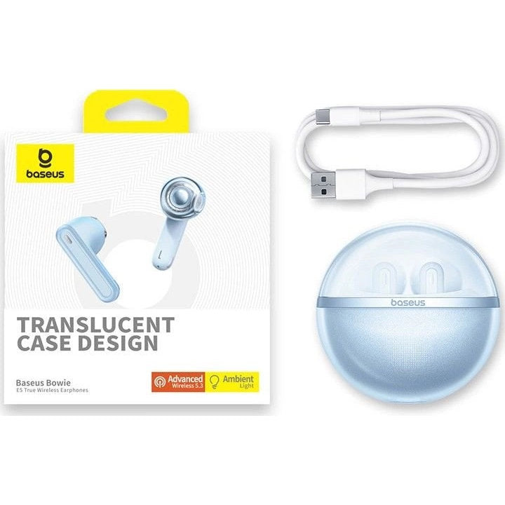 Kabellose In-Ear-Kopfhörer, Baseus Bowie E5, TWS, Bluetooth 5.3, Rauchfarben-Hellblau