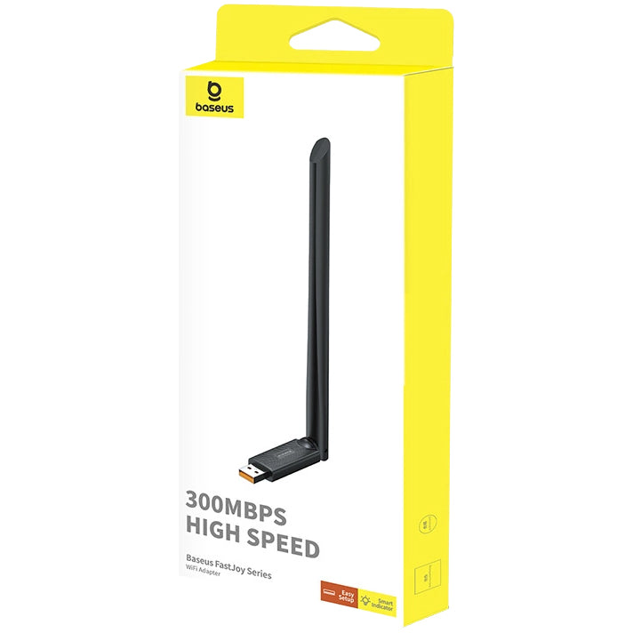 USB-A Netzwerkadapter mit externer Antenne, Baseus BS-OH172, 300 Mb/s, 2.4 GHz, Schwarz