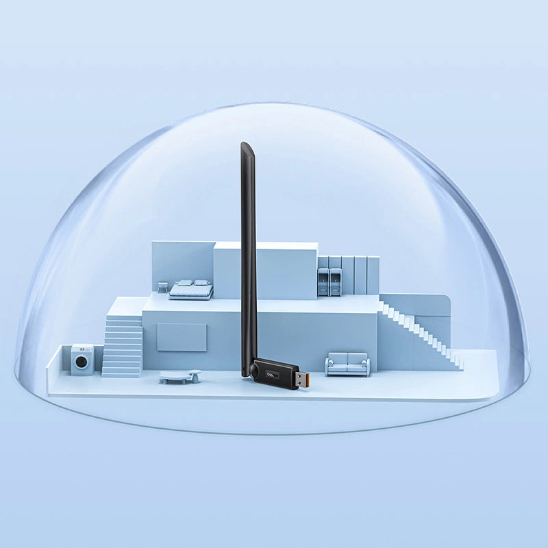 USB-A Netzwerkadapter mit externer Antenne, Baseus BS-OH172, 300 Mb/s, 2.4 GHz, Schwarz