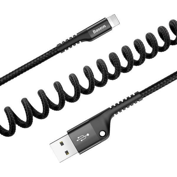 Spiralkabel Baseus USB-A auf Lightning, 1 m, 2 A, 480 Mbit/s, Schwarz