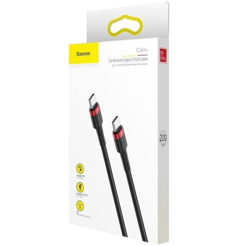 Kabel Baseus Cafule 60W 3A USB-C für USB-C 2m, Schwarz-Rot