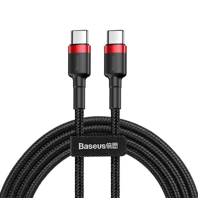 Kabel Baseus Cafule 60W 3A USB-C für USB-C 2m, Schwarz-Rot