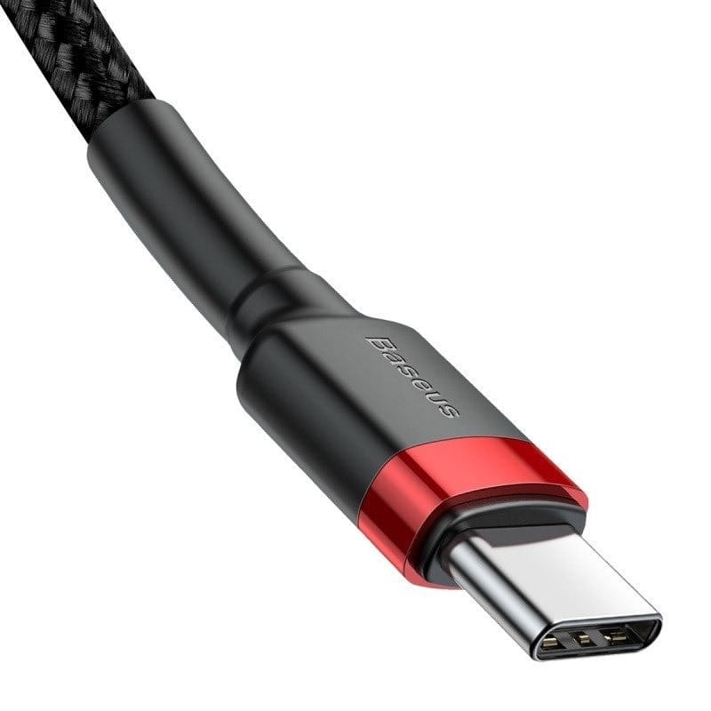 Kabel Baseus Cafule 60W 3A USB-C für USB-C 2m, Schwarz-Rot