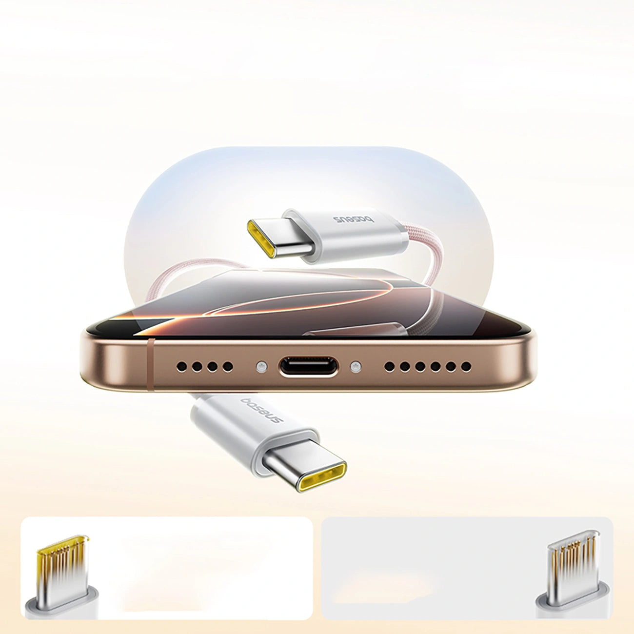 Magnetkabel, Baseus Dynamic 4 Pro USB-C - USB-C, 100W PD, 1 m, Rosa