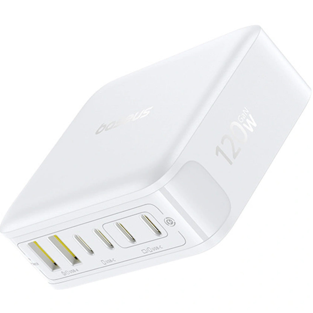 GaN-Ladestation, Tischladegerät 120W, 4x USB-C / 2x USB-A, Baseus EnerFill FH21, Weiß