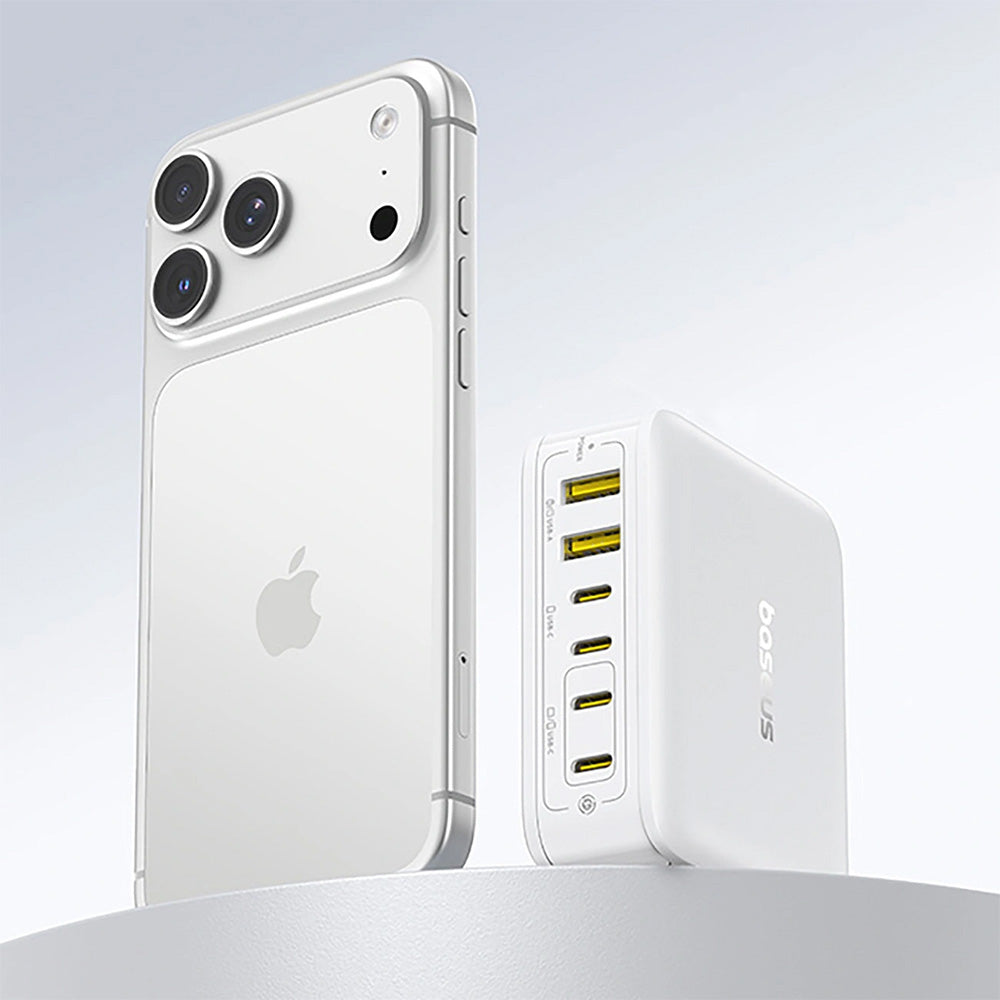 GaN-Ladestation, Tischladegerät 120W, 4x USB-C / 2x USB-A, Baseus EnerFill FH21, Weiß