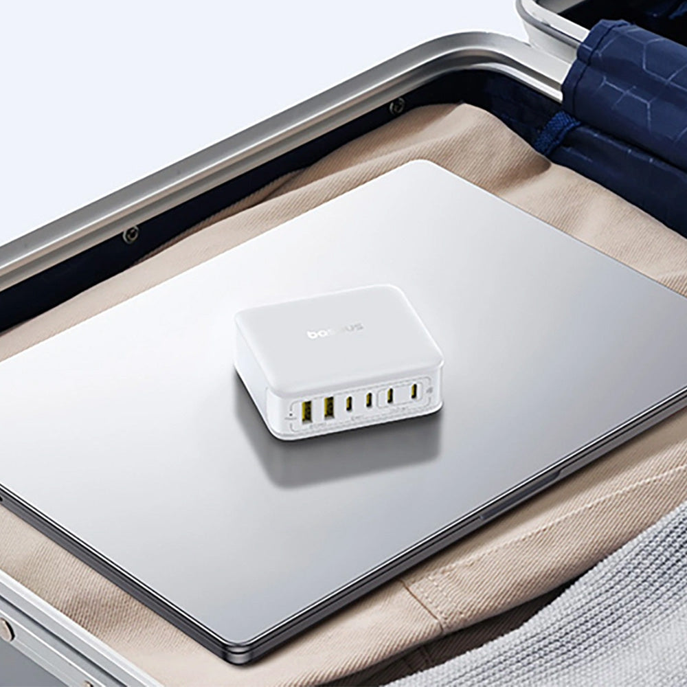 GaN-Ladestation, Tischladegerät 120W, 4x USB-C / 2x USB-A, Baseus EnerFill FH21, Weiß