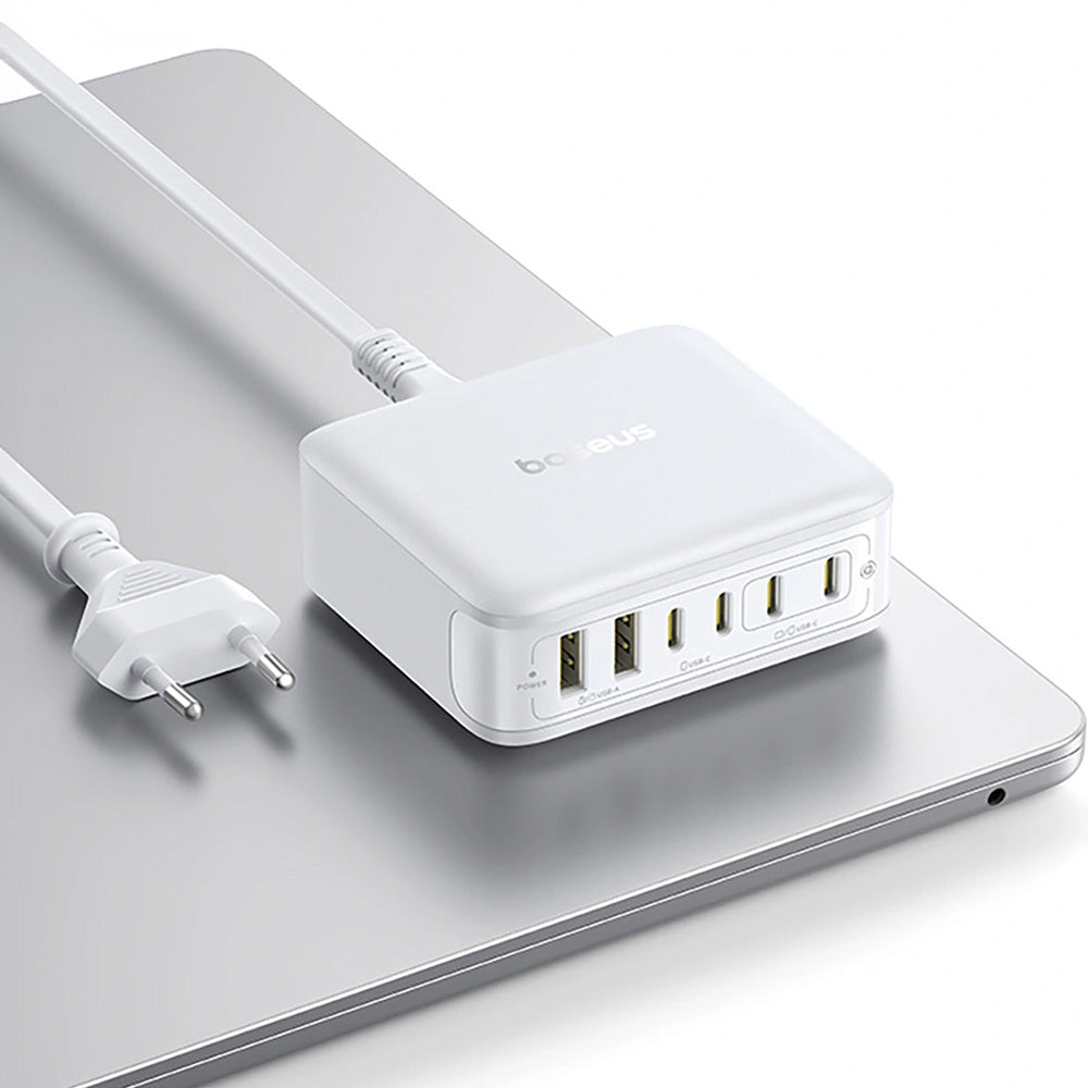 GaN-Ladestation, Tischladegerät 120W, 4x USB-C / 2x USB-A, Baseus EnerFill FH21, Weiß