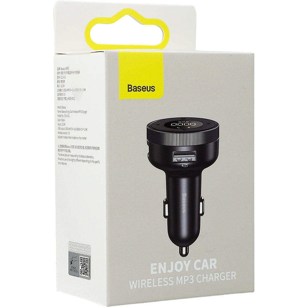 Autoladegerät + FM-Sender Baseus Enjoyer, 17W, Bluetooth 5.0, MicroSD, Minijack 3.5mm, Schwarz