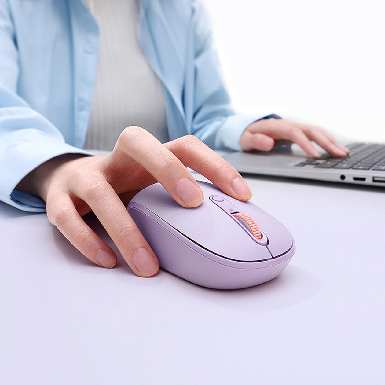 Ergonomische kabellose Maus, Baseus F01B, Tri-Mode Wireless Mouse, Bluetooth 5.0 / 3.0, 2.4 GHz (USB) 1600 DPI. Violett