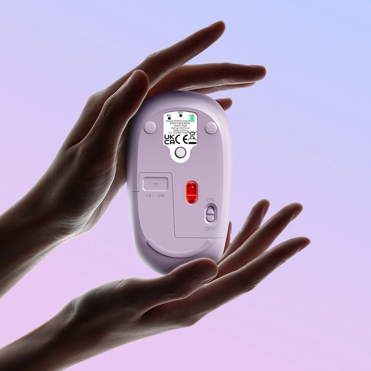 Ergonomische kabellose Maus, Baseus F01B, Tri-Mode Wireless Mouse, Bluetooth 5.0 / 3.0, 2.4 GHz (USB) 1600 DPI. Violett