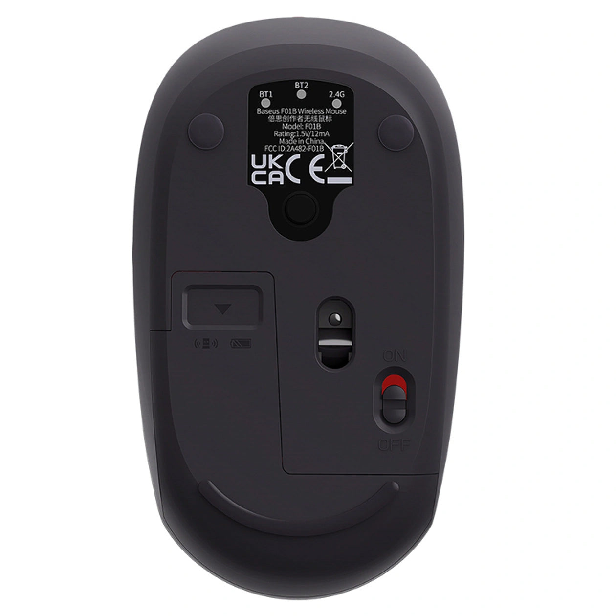 Ergonomische kabellose Maus, Baseus F01B, Tri-Mode Wireless Mouse, Bluetooth 5.0 / 3.0, 2.4 GHz (USB) 1600 DPI. Grau