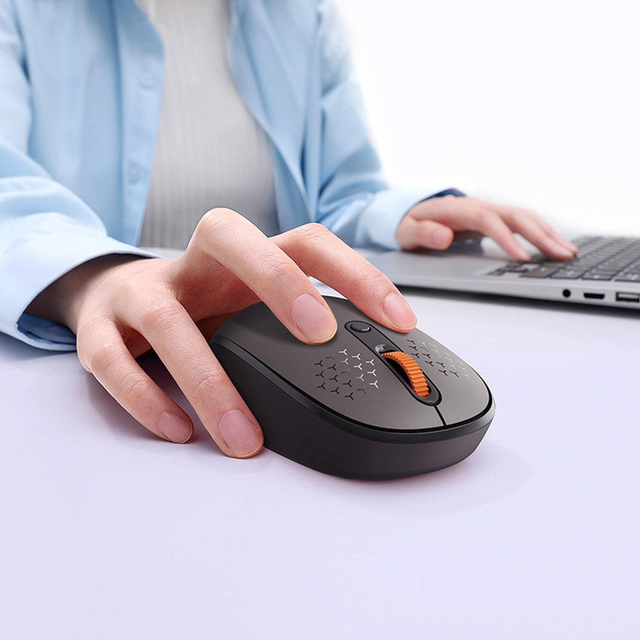 Ergonomische kabellose Maus, Baseus F01B, Tri-Mode Wireless Mouse, Bluetooth 5.0 / 3.0, 2.4 GHz (USB) 1600 DPI. Grau