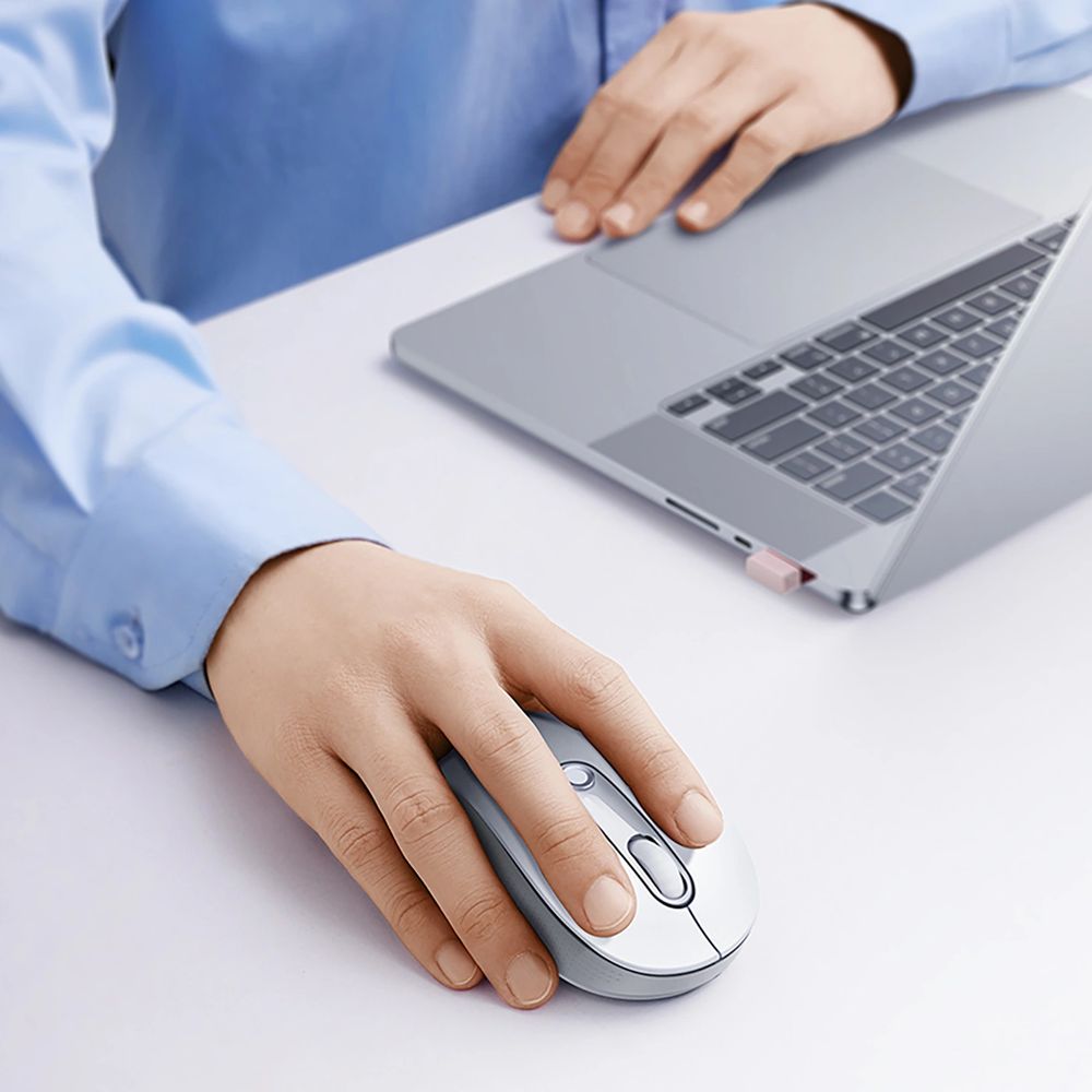 Ergonomische kabellose Maus, Baseus F02, USB 2.4GHz, 1600 DPI, Weiß-Grau