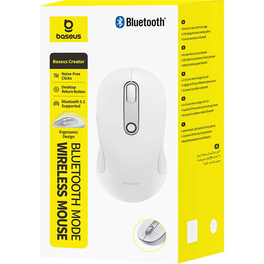 Ergonomische kabellose Maus, Baseus F02, Bluetooth 5.3, 1600 DPI, Weiß-Grau