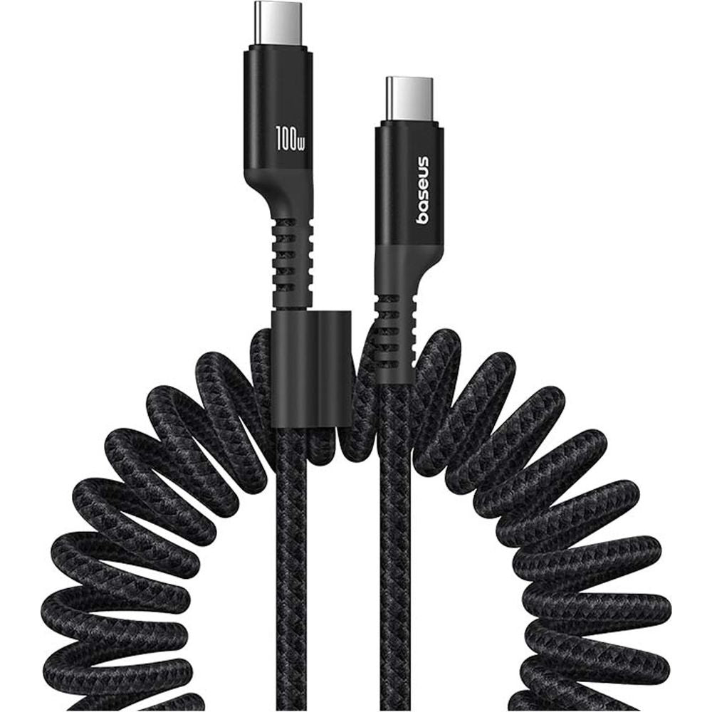 Spiralkabel USB-C auf USB-C, Baseus Fish-Eye, PD 100W, 480 Mbps, 1 m, Schwarz