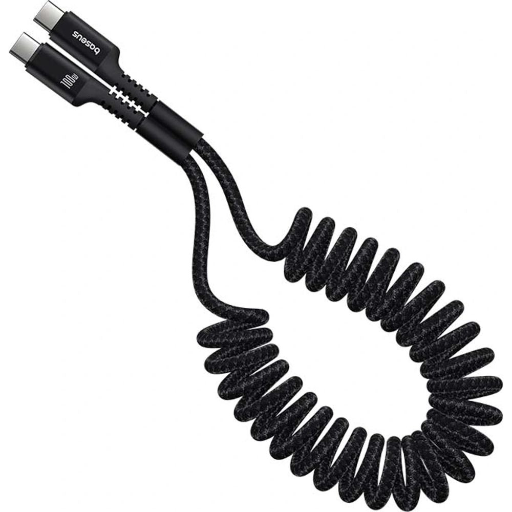 Spiralkabel USB-C auf USB-C, Baseus Fish-Eye, PD 100W, 480 Mbps, 1 m, Schwarz