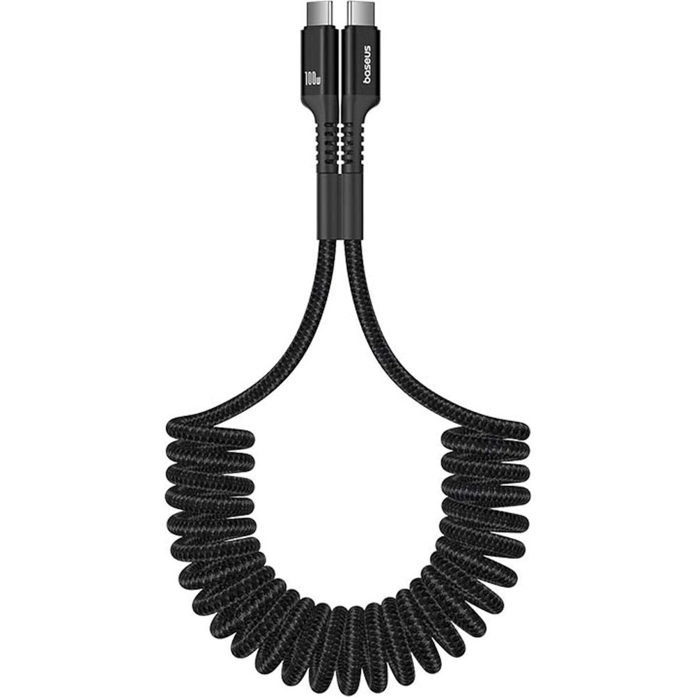 Spiralkabel USB-C auf USB-C, Baseus Fish-Eye, PD 100W, 480 Mbps, 1 m, Schwarz