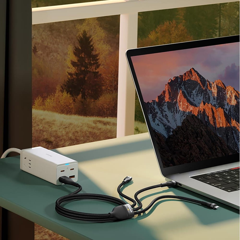 Kabel 3in1 USB-C / USB-A zu USB-C / Lighning / MicroUSB, Baseus Flash Series II, Schwarz