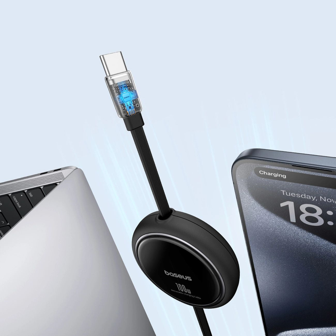 Baseus Free2Draw Mini USB-C auf USB-C Verlängerungskabel, 100W, 1m, Schwarz