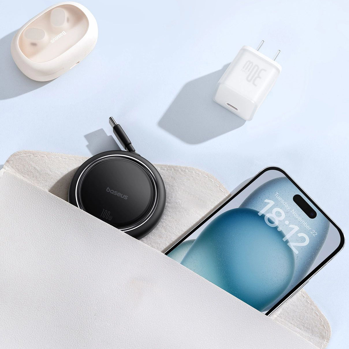 Baseus Free2Draw Mini USB-C auf USB-C Verlängerungskabel, 100W, 1m, Schwarz