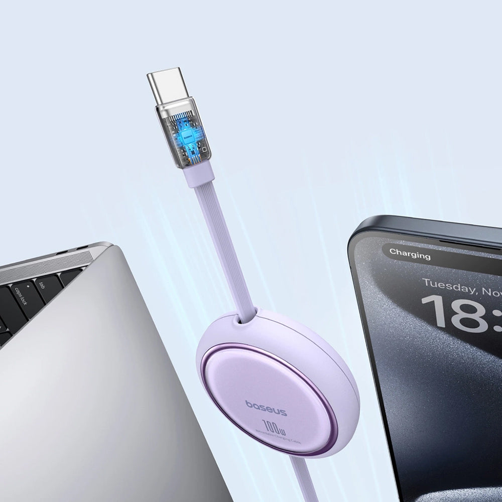Baseus Free2Draw Mini USB-C auf USB-C Verlängerungskabel, 100W, 1m, Violett
