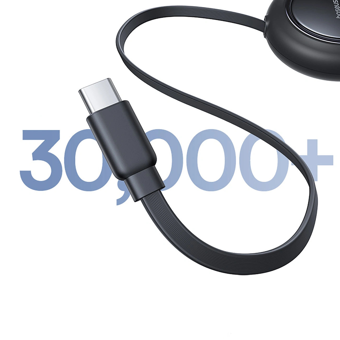 Aufrollbares Kabel, Baseus Free2Pull USB-C - 2x USB-C, 100 W PD, 1.2 m, Schwarz