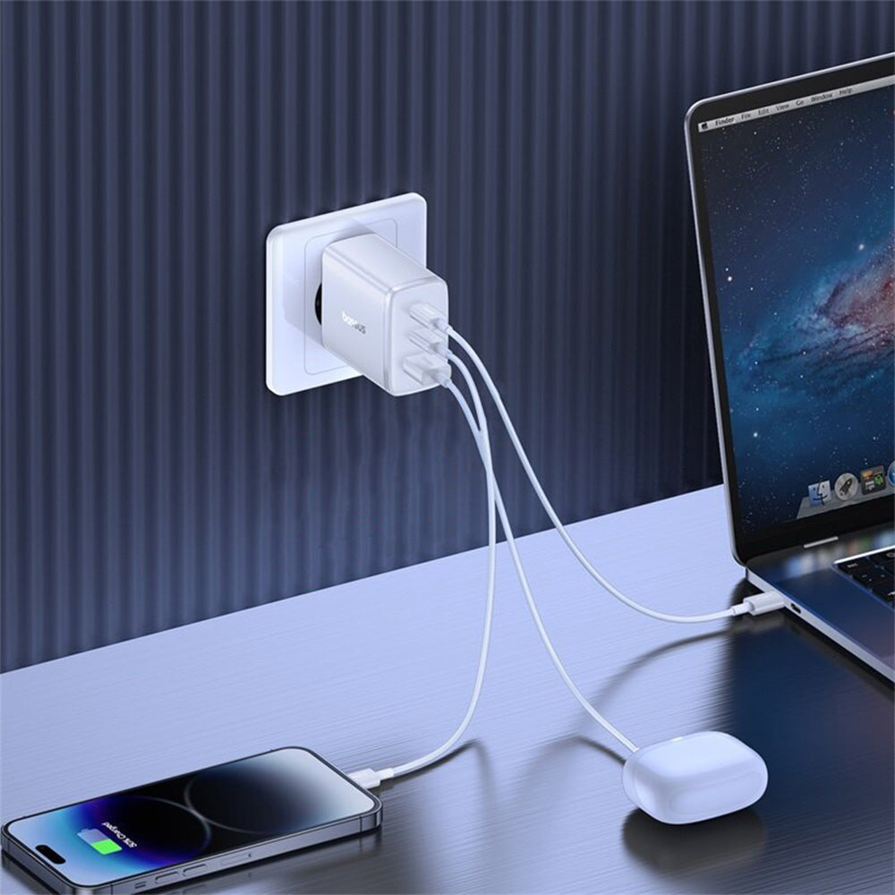 Ladegerät Baseus GaN5 Cube Pro, 2x USB-C / 1x USB-A 65W, PD, QC 3.0, Weiß