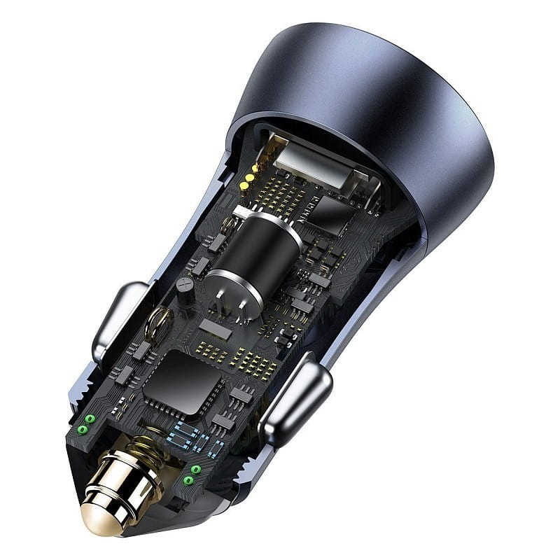 Autoladegerät Baseus Golden Contactor Pro 1x USB-A, 1x USB-C, PD 3.0, QC 4.0 + Kabel USB-C, Blau