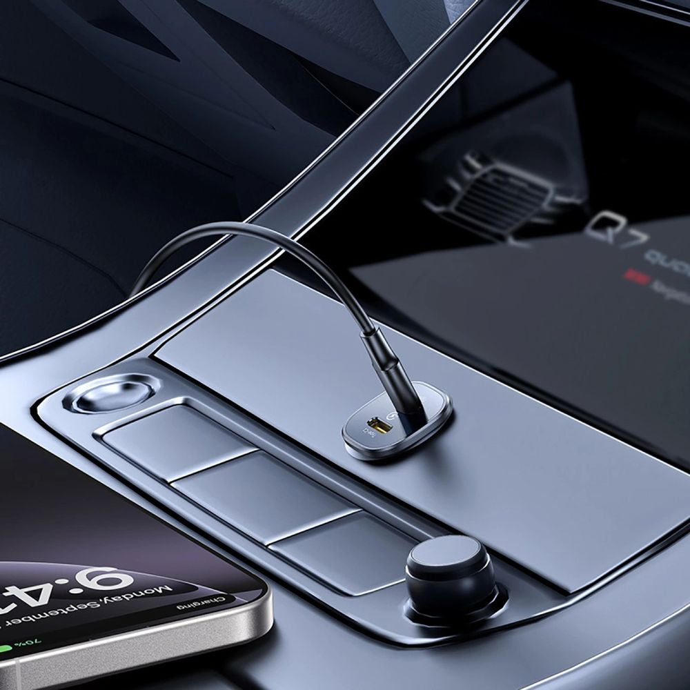 Autoladegerät 2x USB-C, Baseus GoTrip DP1, 30W, QC, PD, PPS, AFC, FCP, Schwarz