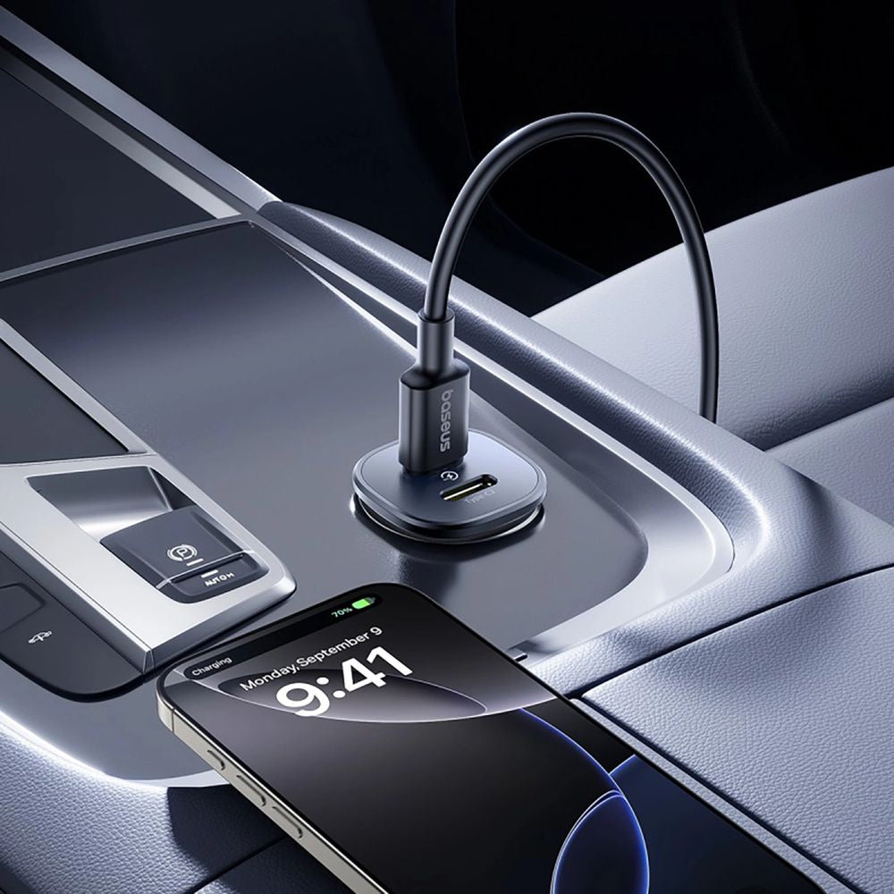 Autoladegerät 2x USB-C, Baseus GoTrip DP1, 30W, QC, PD, PPS, AFC, FCP, Schwarz